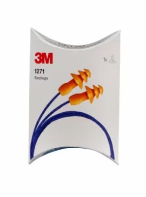 3M 1271 Yıkanabilir İpli, Karton Kutulu Kulak Tıkacı - 