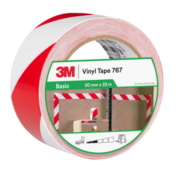 3M 767I Kırmızı-Beyaz Genel Amaçlı Uyarı ve İşaretleme Bandı 50 mm x 33mt - 1
