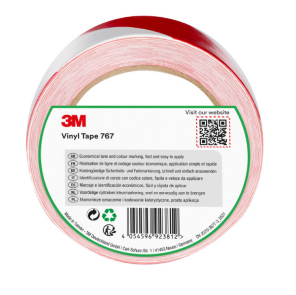 3M 767I Kırmızı-Beyaz Genel Amaçlı Uyarı ve İşaretleme Bandı 50 mm x 33mt - 2