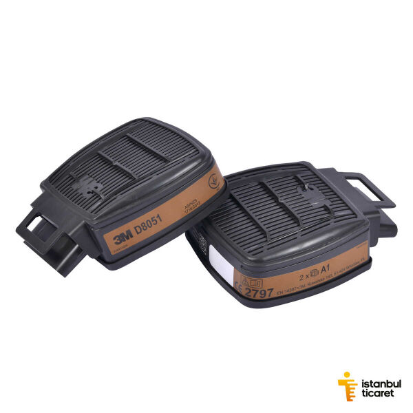 3M D8051 Secure Click Dual Flow A1 Gaz ve Buhar Filtresi (1 Çift) - 3