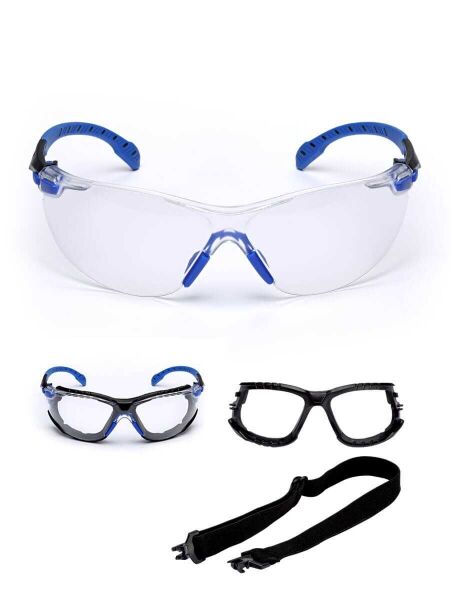 3M Solus S1101 SGAFKT-EU Mavi Siyah Kenar Şeffaf Gözlük Kit - 1