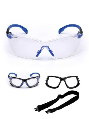 3M Solus S1101 SGAFKT-EU Mavi Siyah Kenar Şeffaf Gözlük Kit - 