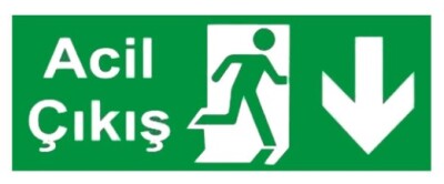 Acil Çıkış Aşağı Ok Uyarı Levhası - 1