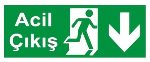 Acil Çıkış Aşağı Ok Uyarı Levhası - 1