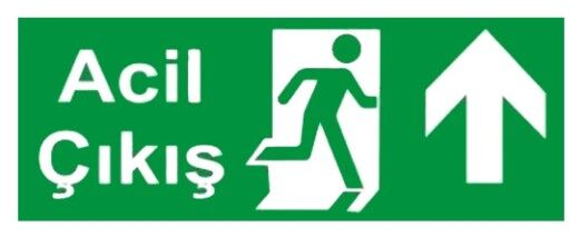 Acil Çıkış Yukarı Ok Uyarı Levhası - 1