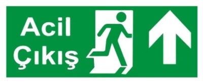 Acil Çıkış Yukarı Ok Uyarı Levhası - Decota