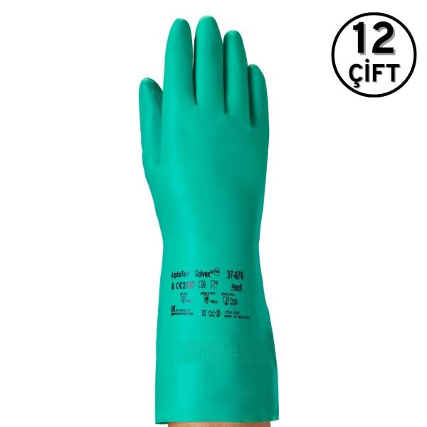 Ansell 37-676 Kimyasal Ve Sıvı Korumalı İş Eldiveni (12 Çift/24 Adet) - 1