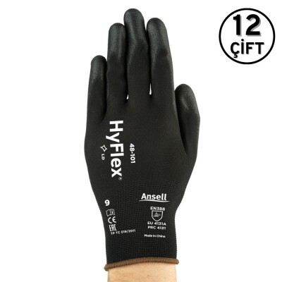 Ansell 48-101 Poliüretan Kaplı Montaj İş Eldiveni (12 Çift/24 Adet) - Ansell