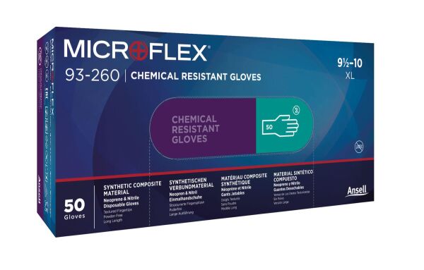 Ansell Microflex 93-260 Üstün Dokunma Hassasiyetli Kimyasal Dirençli Nitril Eldiven (50 Adet-Kutu) - 2