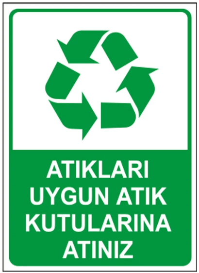 Atıkları Uygun Atık Kutularına Atınız Uyarı Levhası - 1