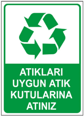 Atıkları Uygun Atık Kutularına Atınız Uyarı Levhası - Decota