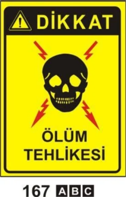 Dikkat Ölüm Tehlikesi Uyarı Levhası - Decota