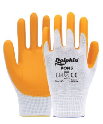 Dolphin PON5 Beyaz/Sarı Nitril Polyester İş Eldiveni - 2