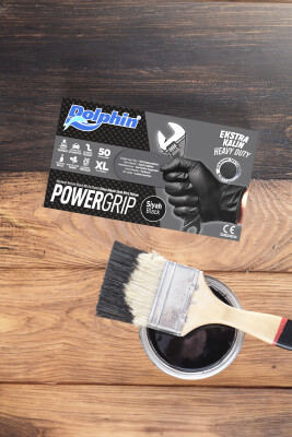 Dolphin PowerGrip Ekstra Kalın Siyah Nitril Eldiven Elmas Dokulu (50 Adet/Kutu) - 2