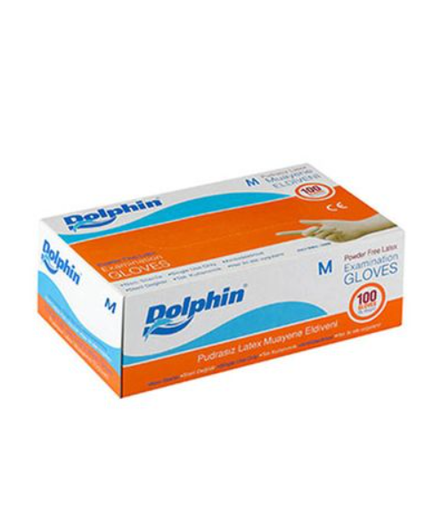 Dolphin Pudrasız Beyaz Lateks Eldiven (100 Adet/Kutu) - 1