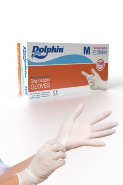 Dolphin Pudrasız Beyaz Lateks Eldiven (100 Adet/Kutu) - 2