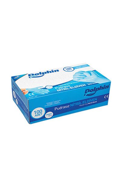 Dolphin Pudrasız Mavi Nitril Eldiven (100 Adet-Kutu) - 2
