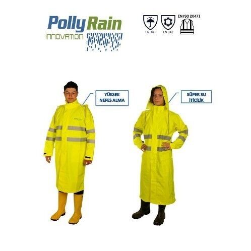 Polly Rain PU Polyester Alt Üst Takım Reflektörlü Pardesü Yağmurluk - 1