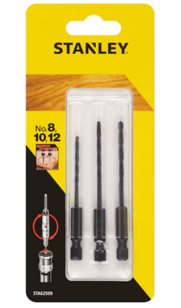 Stanley STA62509-XJ Kılavuz Delik Ucu + No.8 10 12 Havşa Açma Ucu - 2